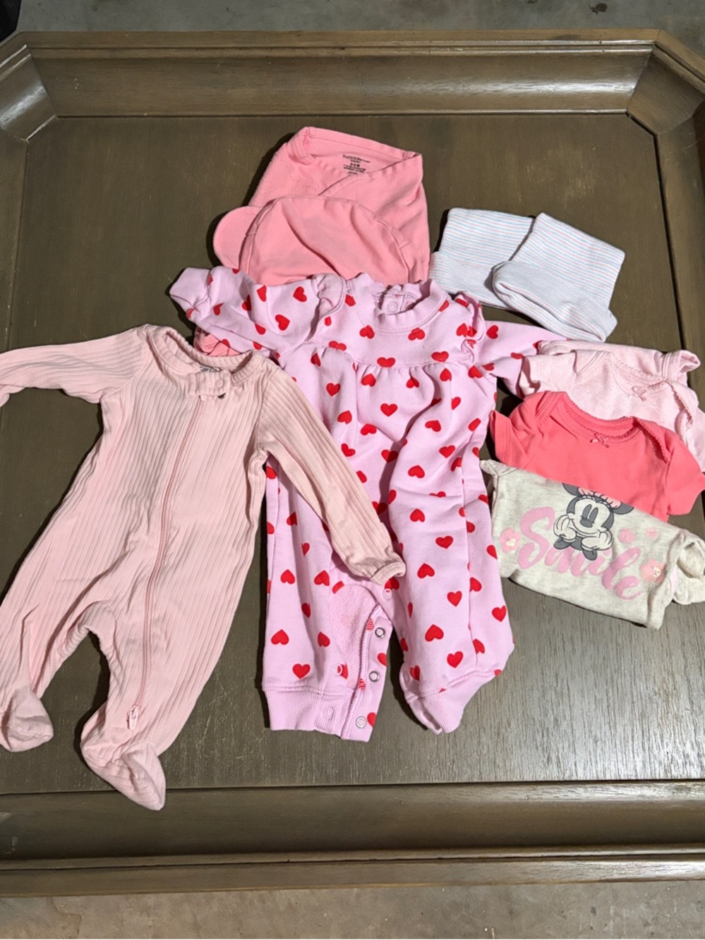 Baby Girls bundle lot size NB and 0-3m onesies sleepers hats